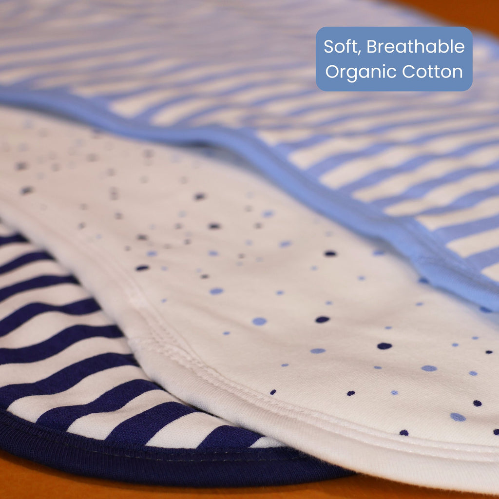 Organic Burp Cloths 5 Pack, Navy and French Blue