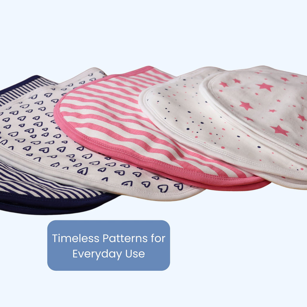 Organic Burp Cloths 5 Pack, Pink and Navy