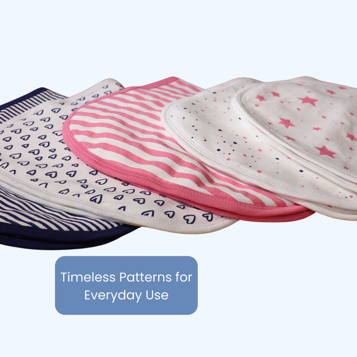 Organic Burp Cloths 5 Pack, Pink and Navy