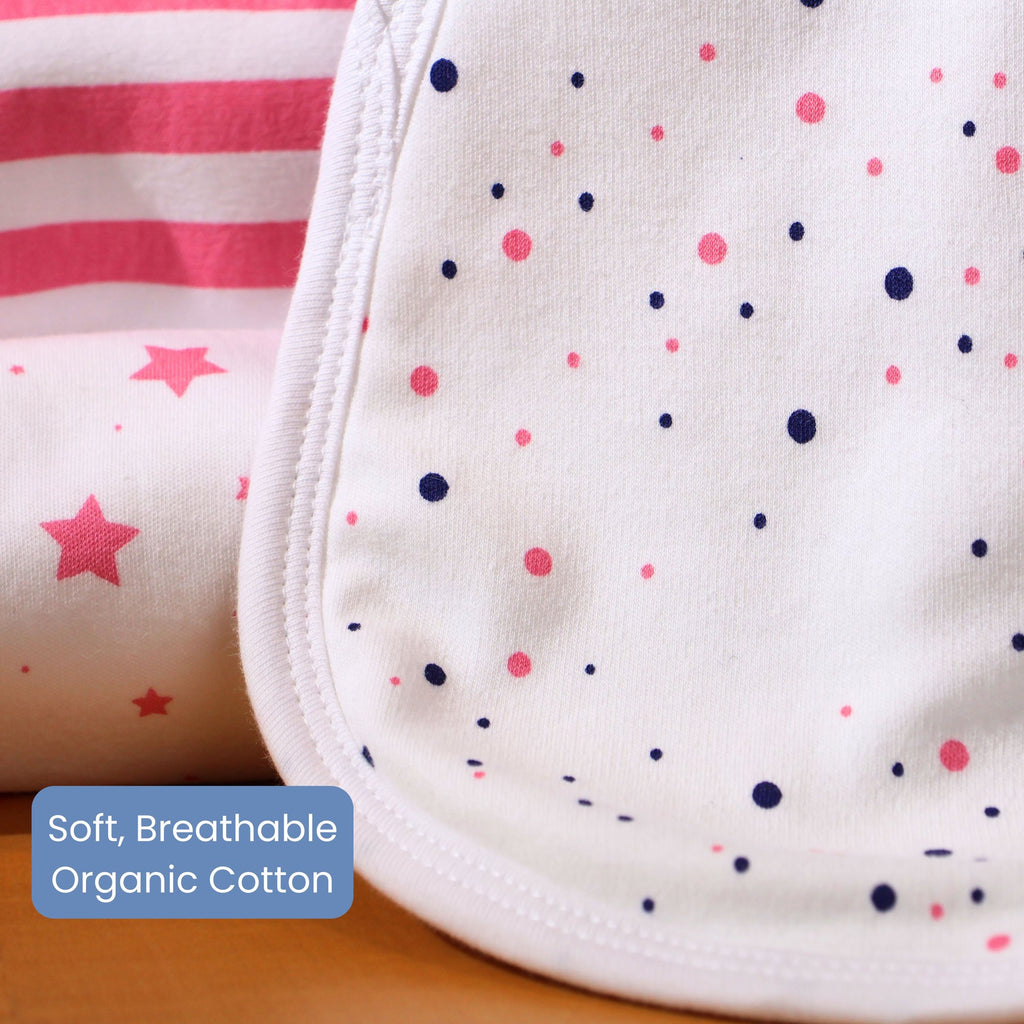 Organic Burp Cloths 5 Pack, Pink and Navy